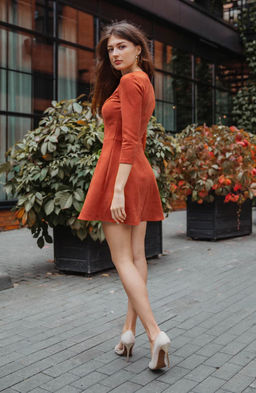 Платье мини кирпичный - Donna saggia фото 4