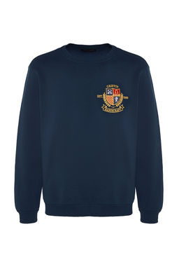 TRENDYOL MAN Indigo Regular/Normal Kesim Arma Nak?sl? Ici Polar/S?cak Tutan Sweatshirt TMNAW24SW00127 - Trendyolmilla фото 6