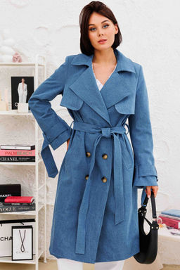 Плащ AURA 7037-176-Р темно-голубой деним