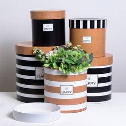 Набор круглых подарочных коробок 5 в 1 Крафт,15 15 15 - 23 23 25 см