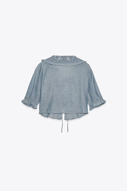 EMBROIDERED CROP SHIRT - Zara фото 7