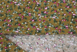 Теплый хлопок Земляничка на оливково-коричневом-2, СОРТ2, ш.1.47м, хлопок-100%, 150гр/м.кв - Купава фото 4