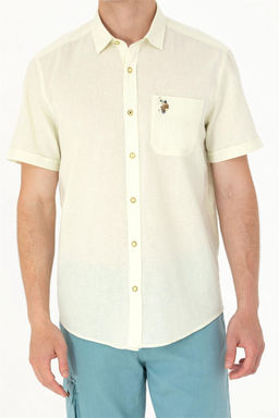 U. S. Polo Assn / Мужская светло-желтая рубашка с коротким рукавом - U.s. polo assn фото 13