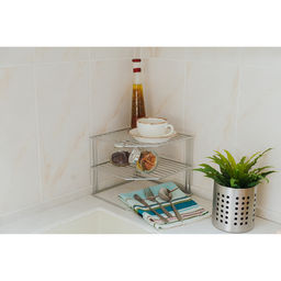 Подставка для посуды, 2 яруса, 25×25×20 см, хром