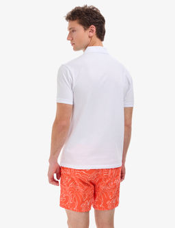 Beyaz Slim Fit %100 Pamuk D__meli Polo Yaka Basic Ti__rt