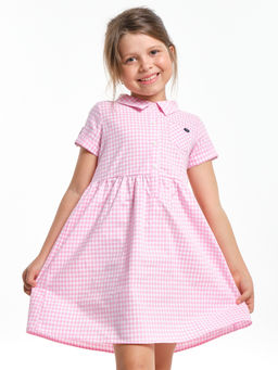 Платье для девочки нарядное UD 2684 клетка розовая
