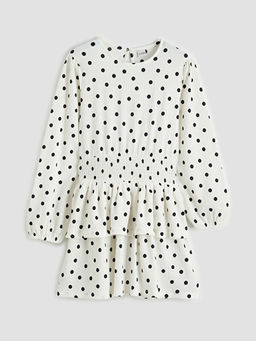 Bisiklet Yaka Puantiyeli K?z ?ocuk Elbise