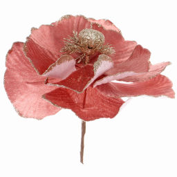 Цена за 2шт. Украшение новогоднее "Пуансеттия - Нежное прикосновение" 17 см, Розовое золото