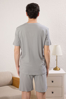 TRENDYOL MAN Gri Regular Fit Bask?l? Sortlu Orme Pijama Tak?m? TMNSS25PT00016 - Trendyolmilla фото 13