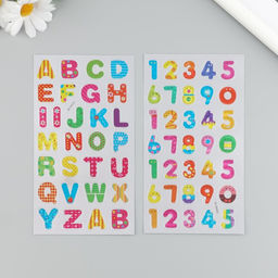 Цена за 4 шт. Наклейка пластик «Цифр. Буквы», 9.5×17.5 см, МИКС