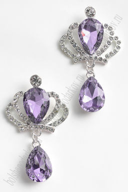 Серединка ювелирная с подвеской (2 шт) SF-5970, серебро/фиолетовый №2