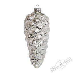 Шишка "Серебряный иней" (стекло) 7х7х16 см