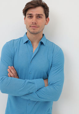 Батник мужской трикотажный GREG G143-ML (лазурь)  фото 2