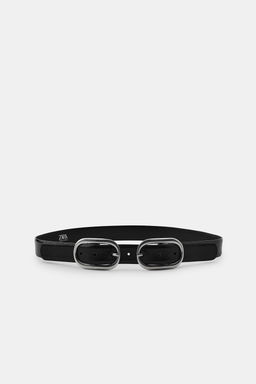 LEATHER BELT WITH DOUBLE BUCKLE - Zara фото 2