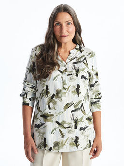 Ka??k Yaka Desenli Kad?n Bluz