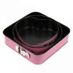 Форма для выпечки 3 штуки: 26х26см h7см; д24,5см h7,5см; 22х21см h7,5см, разъемная, металл, тефлоновое покрытие, цветной корпус-микс (Китай)