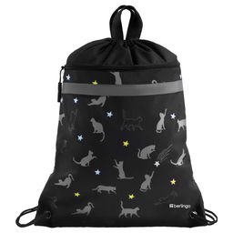 Сумка для обуви с карманом на молнии Berlingo "Meow Galaxy" 46*36см (SB-EX-1235) светоотражающая лента