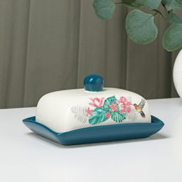 Маслёнка Доляна «Тропики», 17×12.5×8 см, цвет белый