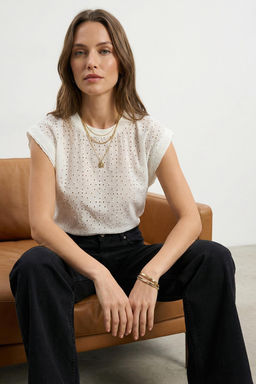 TRENDYOLMILLA K?rm?z? Brode Detayl? Relaxed/Rahat Kal?p Orme T-Shirt TWOSS25TS00089  фото 13