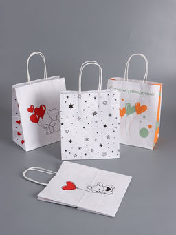 Пакеты подарочные крафт «С Днем Рождения», 22×12×25 см, набор 4 шт.