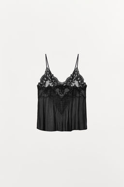 ZW COLLECTION EMBROIDERED BEADED LINGERIE TOP - Zara фото 3