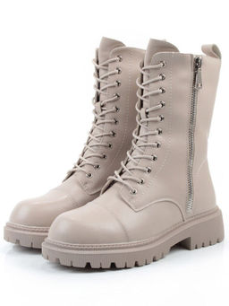 04-PAX83-2Z GRAY/BEIGE Ботинки зимние женские (натуральная кожа, 100% шерсть)