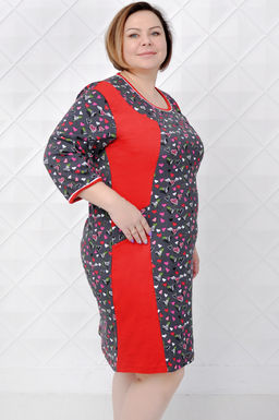 Арт. 9157 Туника с длинным рукавом 54-60 (4 шт) Цвет:серый, красный