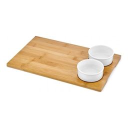 Доска сервировочная с 2-мя мисками Walmer Bamboo 36х22 см, цвет светлое дерево