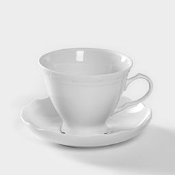 Чайная пара Добрушский завод «Бельё», 2 предмета: чашка 250 мл, блюдце 15 см, фарфор, белая
