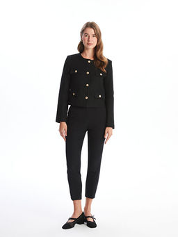 Bisiklet Yaka Dokulu Kad?n T?vit Ceket