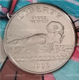 Монета 1/2 доллара (50 центов) 1996 года S США XXVI летние Олимпийские Игры в Атланте 1996  Плавание (в подарочном буклете)