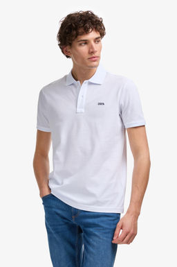 Erkek Regular Fit Polo Yaka Beyaz Basic Ti__rt