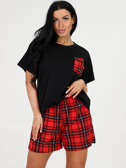 3122 ПИЖАМА (ШОРТЫ) (Крупная красная клетка) - А-дина фото 2