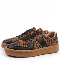 03-YH503-1 BLACK/LEOPARD Кроссовки женские (натуральная кожа, натуральная замша)