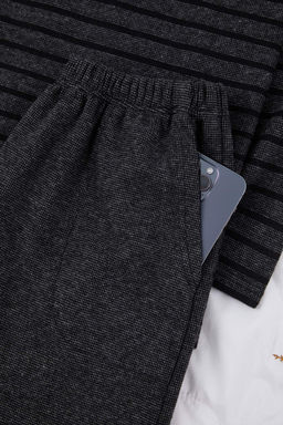 Fume Regular Kal?p Dokulu Cizgili Dugmeli Yaka Orme Pijama Tak?m? TMNAW26PT00042