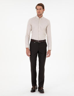 Kahverengi Slim Fit _izgili Kuma_ Pantolon