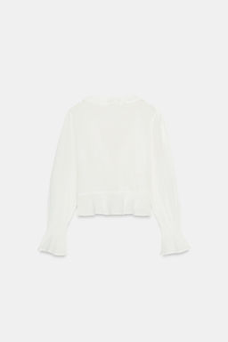 CAMISA GASA BORDADOS Y VOLANTES / Blanco roto - Zara фото 6