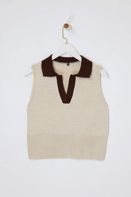 Tas Polo Yaka T-Shirt Gorunumlu Bluz TWOSS24BZ00273