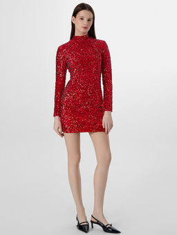 Платье Mark Formelle x Ольга Бузова новогоднее красное с пайетками  фото 4