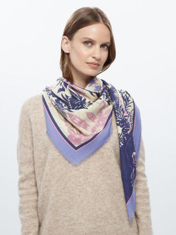 Платок жен. шелк+шерсть+мод 120х120 E16-8226-09 - Eleganzza фото 4