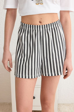 Trendyolmilla Kad?n Couple/Cift Cok Renkli %100 Pamuklu Ay?c?kl? Cizgili Sortlu Orme Pijama Tak?m? THMSS24PT00175  фото 22