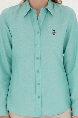 U. S. Polo Assn / Женская мятная базовая рубашка с длинным рукавом - U.s. polo assn фото 6