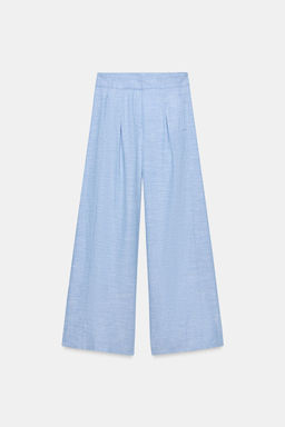 PANTAL?N ANCHO CON LINO / Azul claro