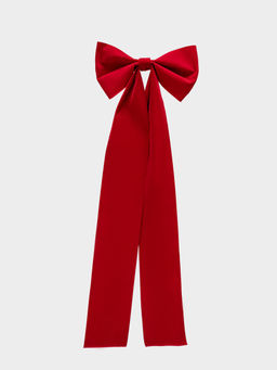 Украшение декоративное, 35x100 см, на клипсе, полиэстер, красное, Бант, New year