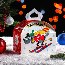 Цена за 5 шт. Подарочная коробка Ну, погоди!, сундучок, 18,5 х 12,5 х 16,5 см