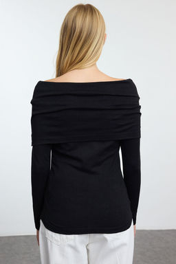 TRENDYOLMILLA Ekru Premium Iplik/Ozel Iplik Carmen Yaka Triko Kazak TWOAW25KZ00157