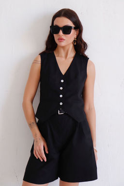 12728 Костюм из жилета и шорт чёрный - Martichelli фото 2