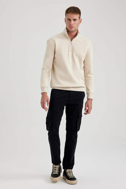 Габардиновые брюки узкого кроя с карманами-карго - Defacto фото 2