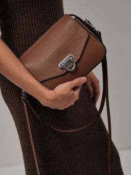 Сумка кожаная через плечо Azaro 3684 темный орех