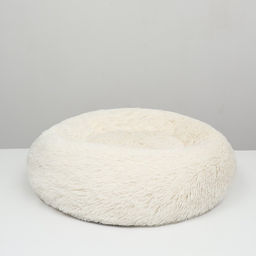 Лежанка для собак и кошек, длинный мех, 60 х 60 х 20 см, молочная - Пижон фото 9